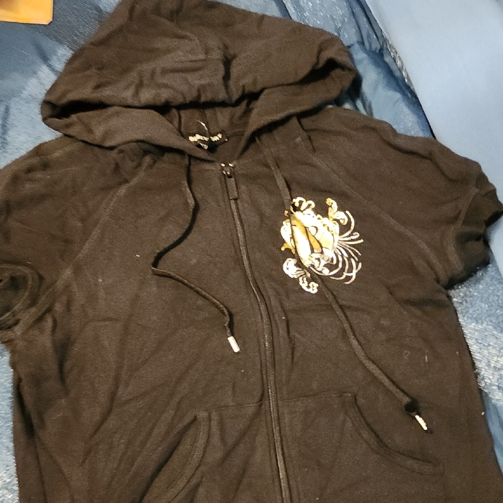bebe Sport Short Sleeve Hoodie with Foil Design